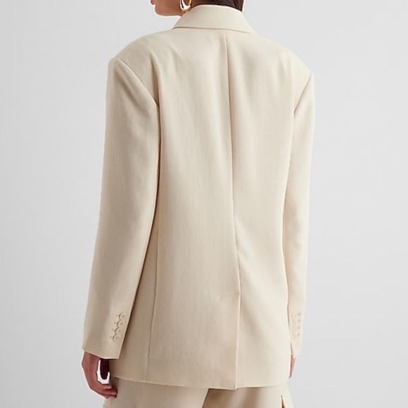 NWT Express Oversized Blazer Cream Summer Top Aritzia Like Blazer Crepe XS - Picture 9 of 9